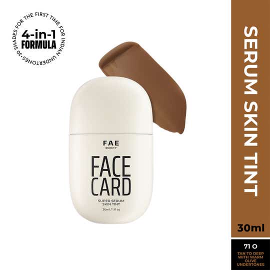 FAE BEAUTY Face Card 4-in-1 Super Serum Skin Tint With Dewy Finish, Shade -71O - Warm Olive (30 ml)