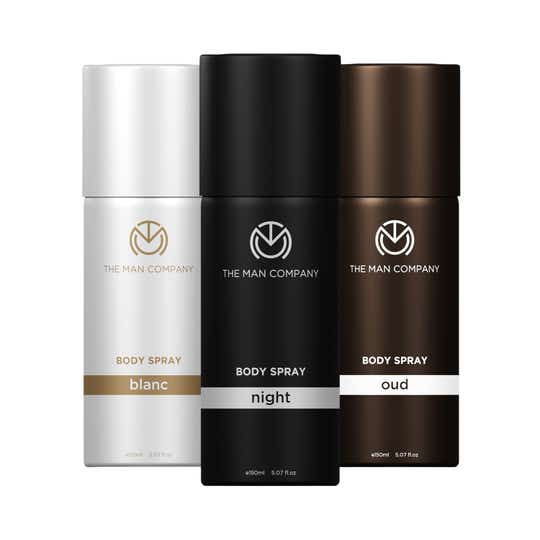 The Man Company Oud + Blanc + Night Body Spray Combo Pack for Men (3 pcs)