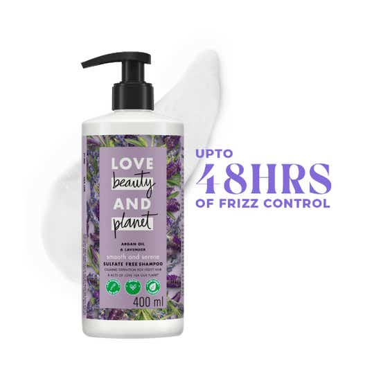 LOVE beauty AND planet Argan Oil and Lavender Sulphate Free Shampoo for Dry & Frizzy hair (400 ml)