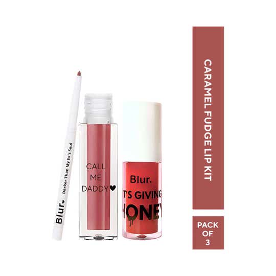 Blur India Perfect Lip Kit - Caramel Fudge (3 pcs)