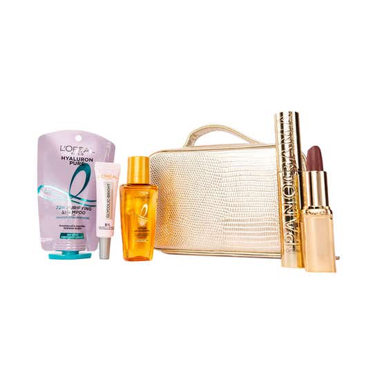 L'Oreal Paris Golden Glam Gift Set, Mascara, Lipstick + Signed Card by Alia Bhatt (5 pcs)