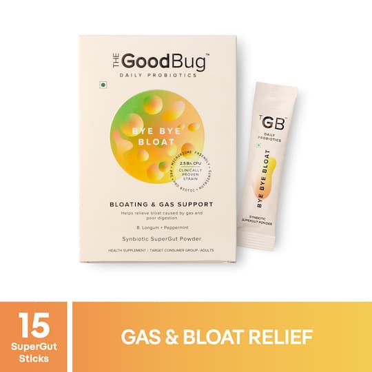 The Good Bug Bye Bye Bloat SuperGut Powder Sachet For Bloating & Gas Support - (15 Pcs)