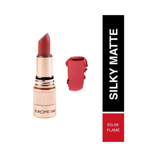 Europe Girl Silky Matte Long Lasting Lipstick - Flame Eg 08 (3 g)