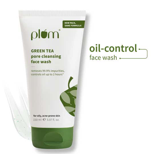 Plum Green Tea Pore Cleansing Gel Face Wash with Glycolic Acid Fights Acne & Oil Clear Skin (150 ml)