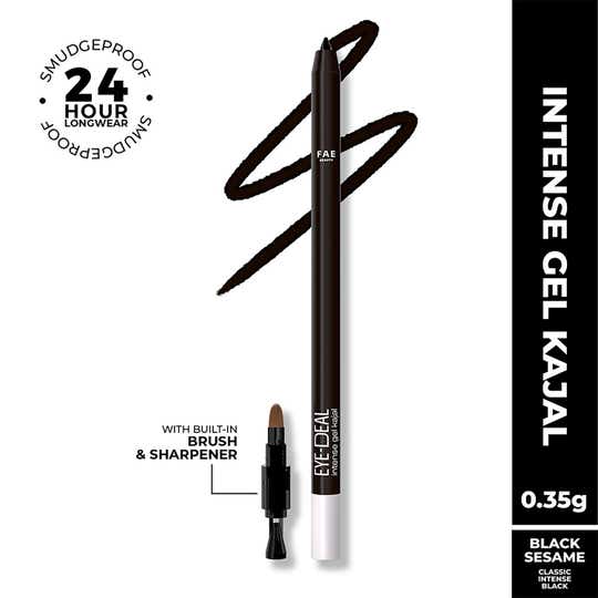FAE BEAUTY Eye-Deal Intense Gel Kajal With Sharpener & Fine Bristle Brush Shade - Black Sesame (0.35 g)
