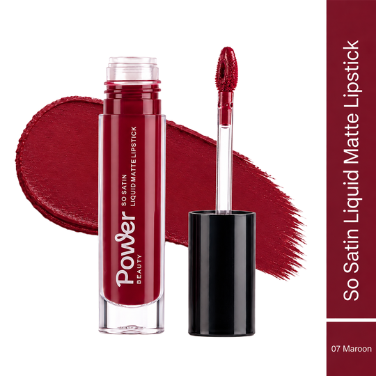 Power Beauty So Satin Liquid Matte Lipstick - Maroon 07 (5.5 ml)