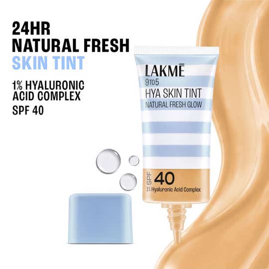 Lakme 9 to 5 Hya Skin Tint 24Hr Fresh Glow Finish SPF40 - N200-Neutral Nude (27 ml)