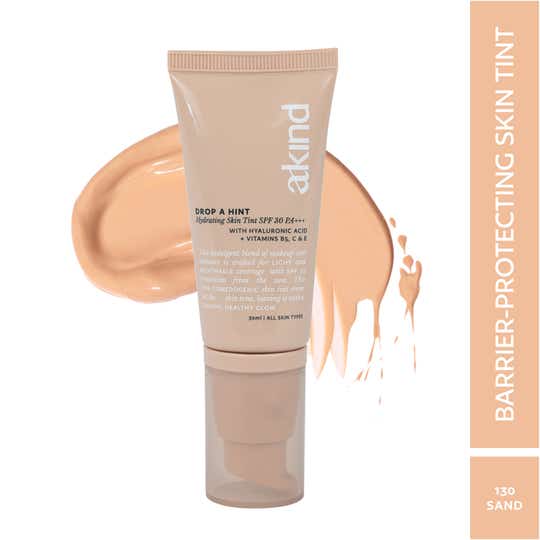 Akind Drop A Hint Hydrating Skin Tint SPF 30 PA+++ Dewy Skin & Sun Protection - 130 Sand (30ml)