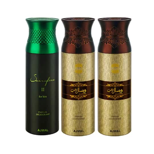 AJMAL Sacrifice II & 2 Wisal Dhahab Deodorant Spray (3Pc)