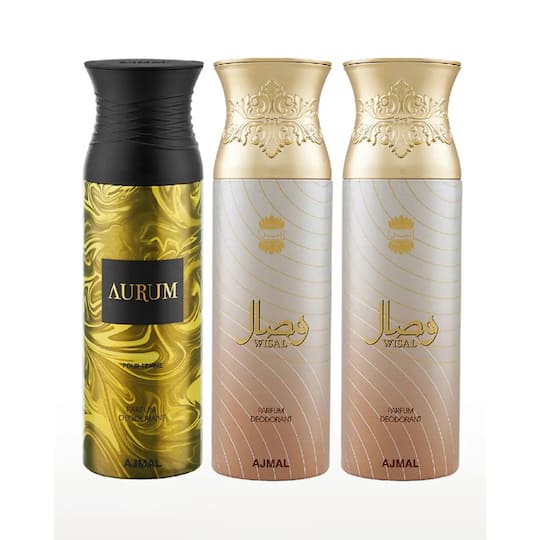 AJMAL Aurum & Wisal Deo & Wisal Deodorant Spray for Women - Pack of 3 (200ml Each)