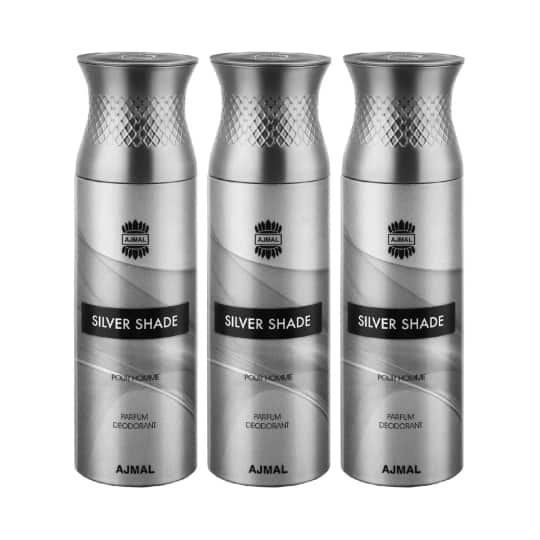 Ajmal Silver Shade Deodorant Body Spray - Pack of 3 (200ml Each)