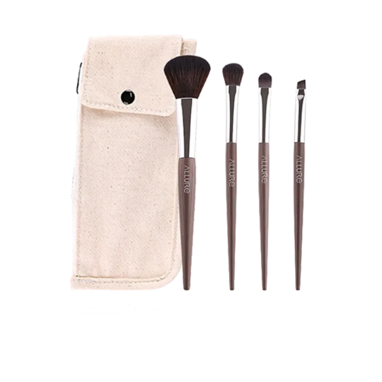 Allure Chocolate Brown Makeup Brush Set - (4Pcs)