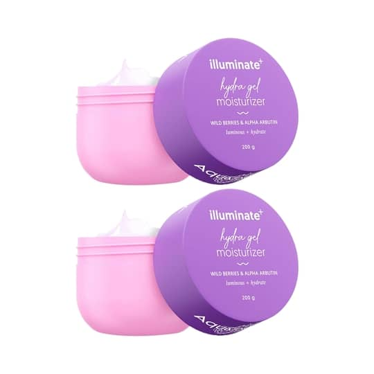 Aqualogica Illuminate + Hydra Gel Moisturizer Wild Berries & Alpha Arbutin - Pack of 2 Combo