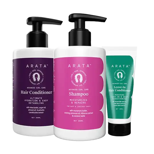 Arata Advanced Curl Care Hair Shampoo, Conditioner & Leave-In Conditioner (3Pcs)