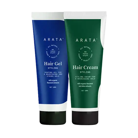 Arata Natural Mini Hair Styling Gel & Hair Cream Combo (2Pcs)