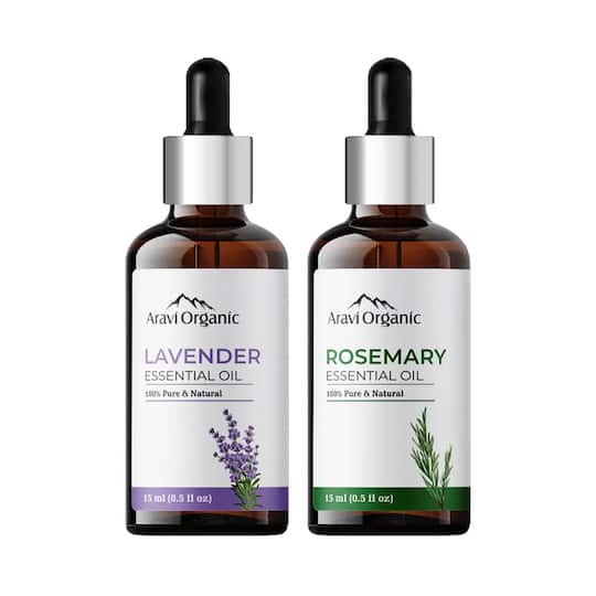 Aravi Organic Lavender & Rosemary Essential Oil Combo Pack (2Pcs)