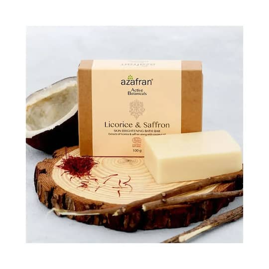 Azafran Active Botanicals Licorice & Saffron Skin Lightening Bath Bar - (3 Pcs)