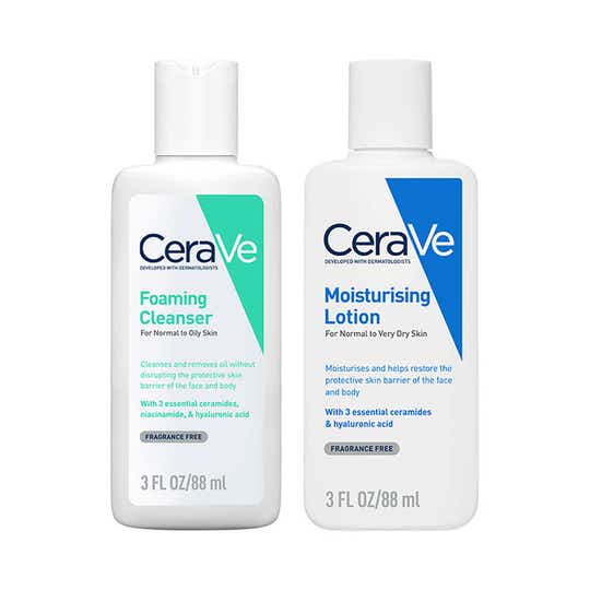 CeraVe Facewash & Moisturizing Lotion with Ceramides- Skincare Routine for Normal to Oily Skin Combo