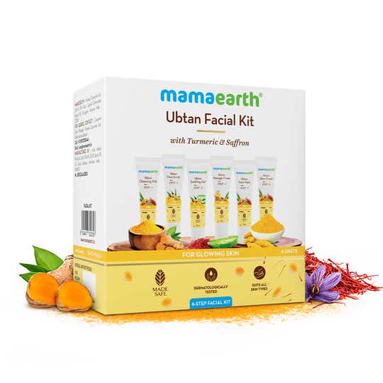 Mamaearth Ubtan Facial Kit With Turmeric & Saffron For Glowing Skin (60g)