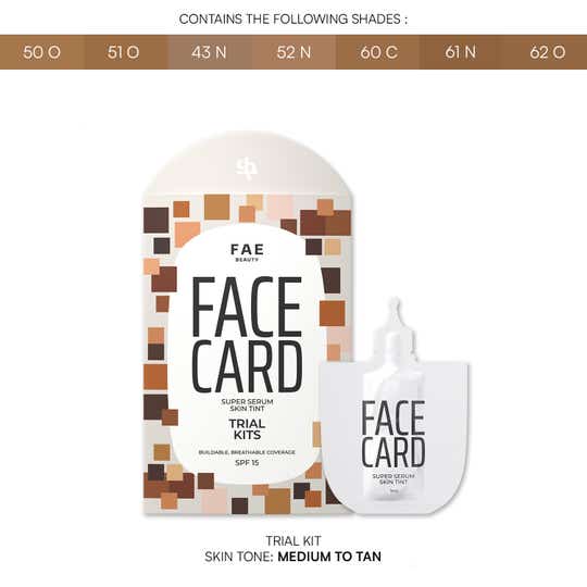 FAE BEAUTY Face Card 4-in-1 Super Serum Skin Tint Trial Kit, Shade - Medium to Tan (6 pcs)