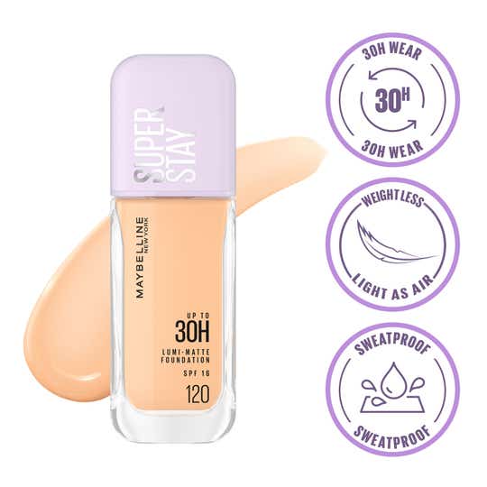 Maybelline New York Super Stay Lumi-Matte Liquid Foundation 30H Longwear - 120 (35 ml)
