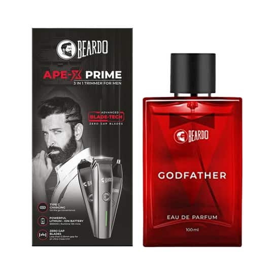 Beardo Ape-X 3-In-1 Prime Mutli Grooming Kit Trimmer & Godfather Eau De Parfum Combo (100 ml)