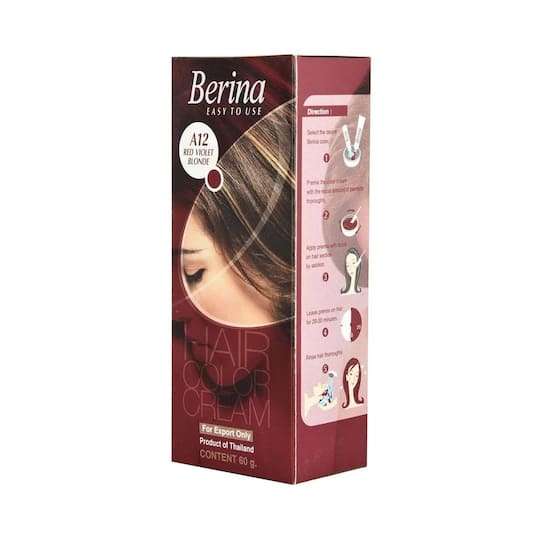 Berina Cream Hair Color - A12 Red Violet Blonde (60g)