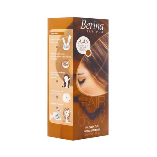 Berina Cream Hair Color - A45 Light Ash Golden Brown (60g)