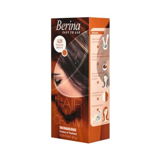 Berina Cream Hair Color - A26 Natural Brown (60g)