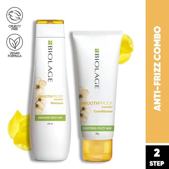 Biolage Smoothproof Vegan Shampoo and Conditioner Combo for Frizz-Free Hair (200 ml + 98 g)