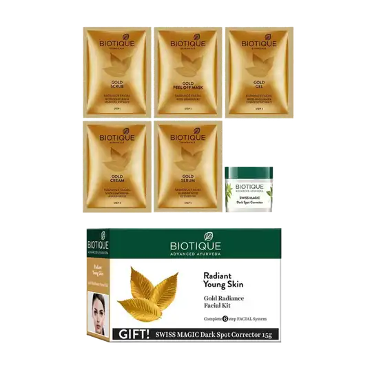 Biotique Radiant Young Skin Gold Radiance Facial Kit - (6 Pcs)