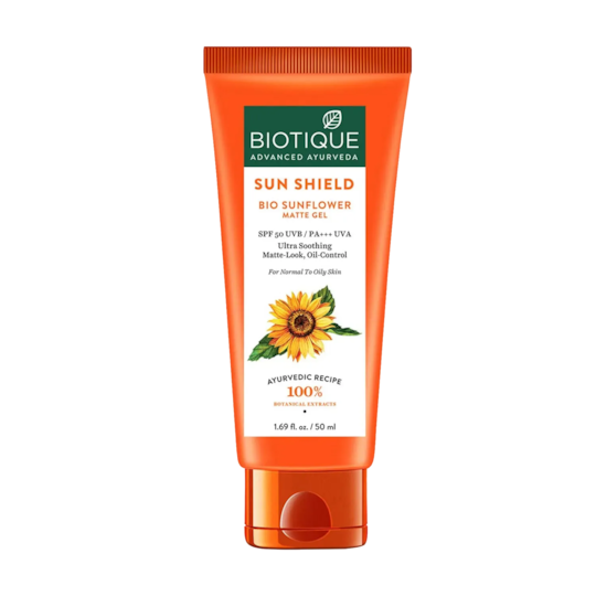 Biotique Bio Sunflower Sun Shield UVB SPF 50+/ UVA PA+++  Matte Gel Look Sunscreen (50ml)