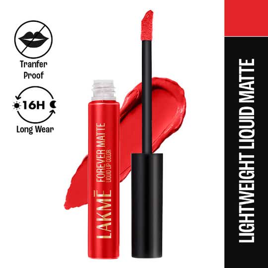 Lakme Forever Matte Liquid Lip 16hr Lipstick Lightweight & Transferproof - Red Drive (5.6 ml)