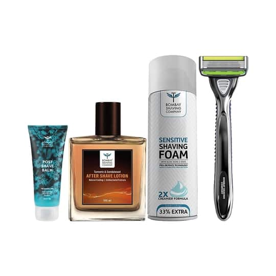 Bombay Shaving Company Shaving Kit-Sensi Flo 6 Razor,Shaving Foam,Post Shave Balm,After Shave Lotion