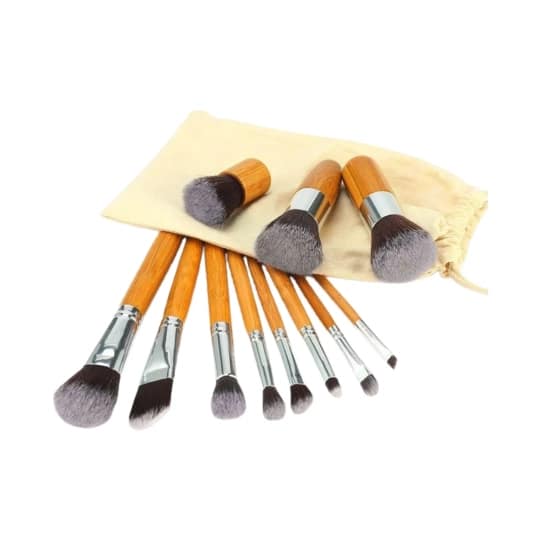 Bronson Professional Bamboo Makeup Brush Set with Storage Pouch (11Pcs)