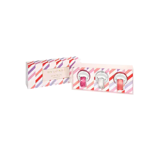 Bvlgari Omnia Collection Eau De Toilette Kit - (Omnia Crystalline + Omnia Pink Sapphire + Omnia Coral) (3Pcs) (5ml Each)