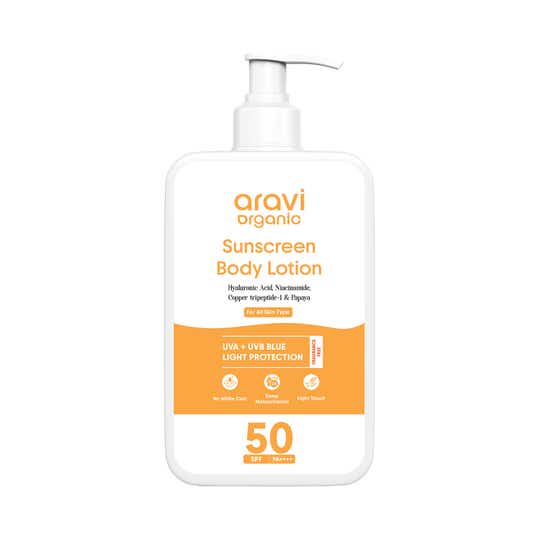 Aravi Organic SPF 50++++ Sunscreen Body Lotion For Naturally Nourish With UVA-B Protection (200 ml)