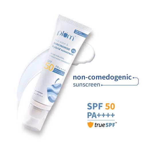 Plum 2% Niacinamide & Rice Water Hybrid Face Sunscreen With SPF 50 PA+++ (80 g)