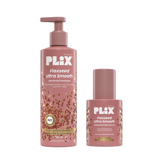 Plix Flaxseed Shampoo & Hair Serum Frizz Control & Hair Smoothening Duo (2 pcs)