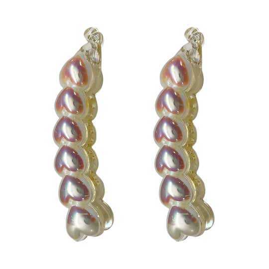 Majestique White Heart Shaped Pearl Hair Banana Clips (2 pcs)
