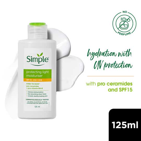 Simple Kind To Skin Protecting Light Moisturiser with SPF 15 Protects and Hydrates (125 ml)