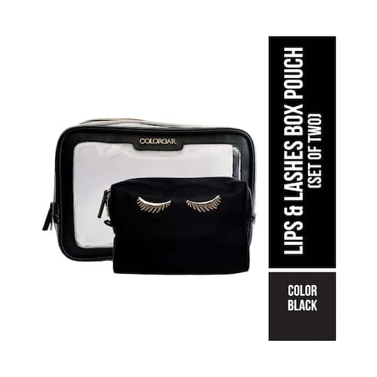 Colorbar Lips And Lashes Box Pouch - Black (2 Pcs)