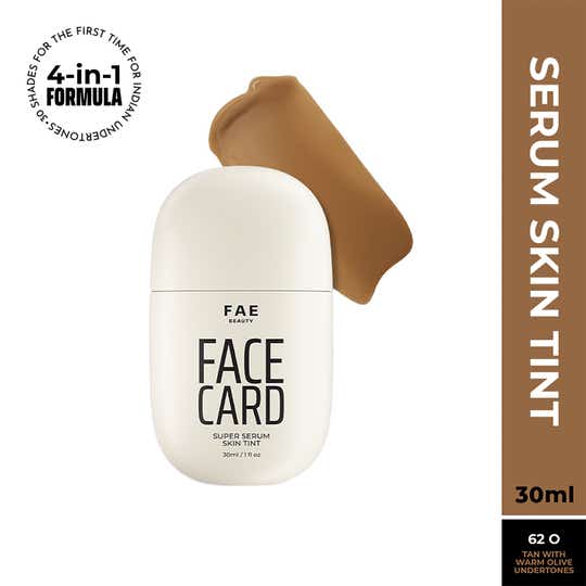 FAE BEAUTY Face Card 4-in-1 Super Serum Skin Tint With Dewy Finish, Shade - 62O - Warm Olive (30 ml)