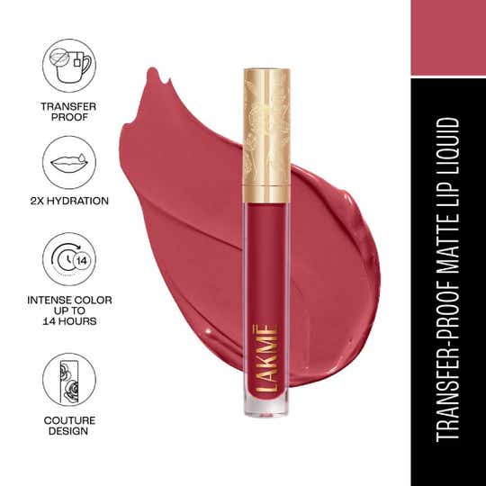 Lakme Rouge Bloom Matte Liquid Lipstick - Delicate Daisy 302 (3.5 ml)