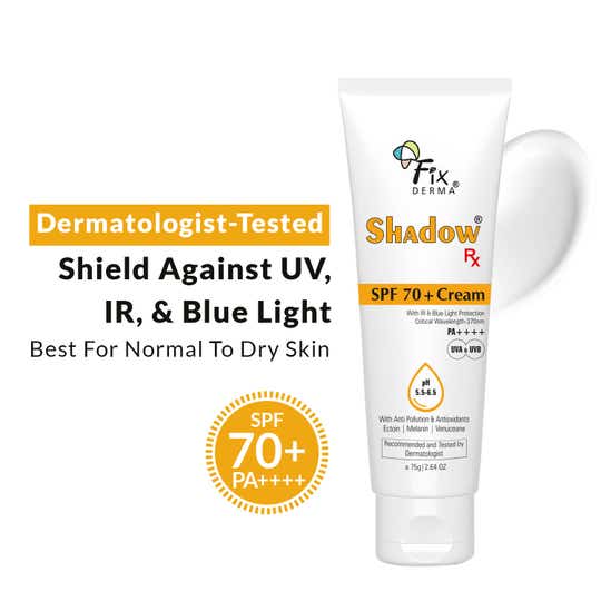 Fixderma Shadow RX Sunscreen SPF 70+ UVA & UVB with IR Protection & Blue Light Protection (75g)