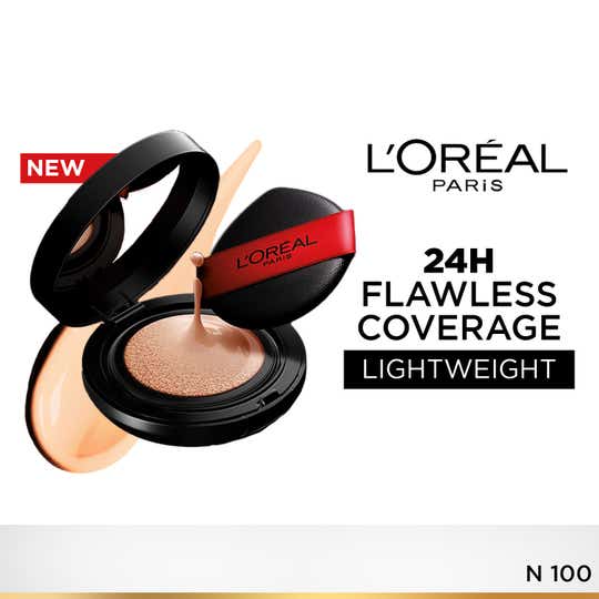 L'Oreal Paris Infallible Cushion Foundation 24Hr Full Coverage Glass-Skin Finish - Shade N100 (11 g)