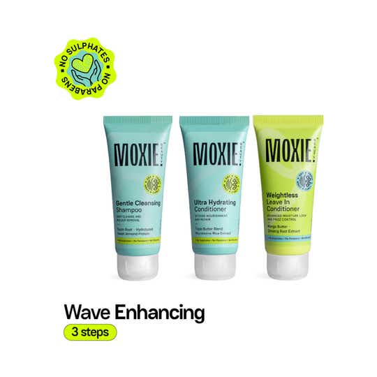 Moxie Beauty Wavy Essentials Travel Trio - Shampoo, Conditioner & Leave-in Conditioner for Wavy Hair