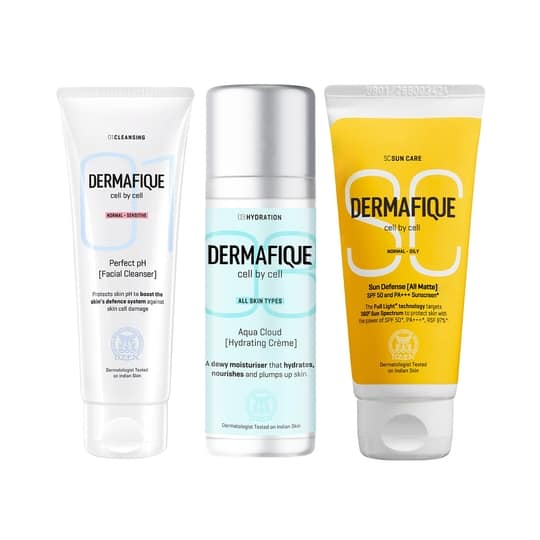 Dermafique Summer Care Combo - Cleanser + Creme + Sunscreen