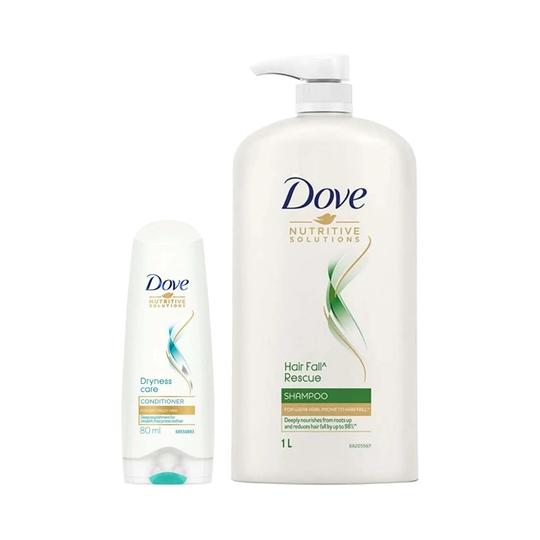 Dove Hair Fall Rescue Shampoo (1000 ml) + Dryness Care Conditioner (175 ml) Combo
