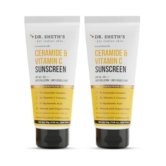 Dr. Sheth’s Ceramide & Vitamin C Sunscreen-50g (Pack of 2) Combo